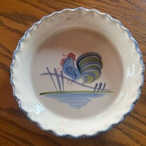 Vintage Los Angeles Potteries Rooster Quiche/Pie Plate #630 Spongeware
